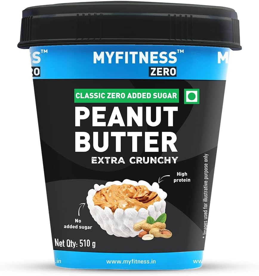 Zero Peanut Butter Classic Zero Sugar Extra Crunchy 510g | 28g Protein & 10g Fiber | Tasty & Healthy Nut Butter Spread | Cholesterol Free| Zero Trans Fat | Crunchy Peanut Butter