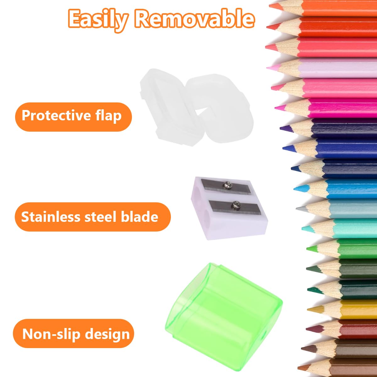 4 Temperamatite Manuali Con Contenitore Per Bambini – Doppio Foro, Colori Rossi, Verdi, Blu E Gialli, Per Scuola E Ufficio
