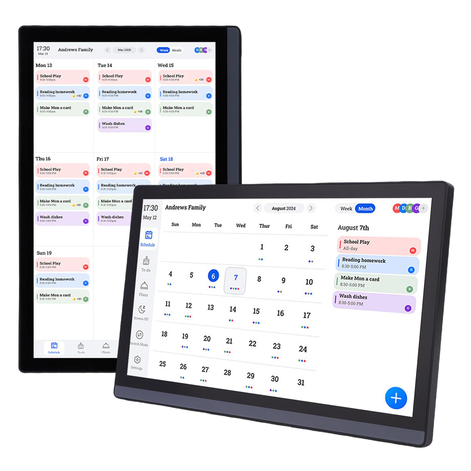 Garosa Calendario Elettronico Display HD da 17,3 Pollici Grafico dei Lavori Domestici per Uso Domestico e Coordinamento Familiare (Spina UE 100-240 V)