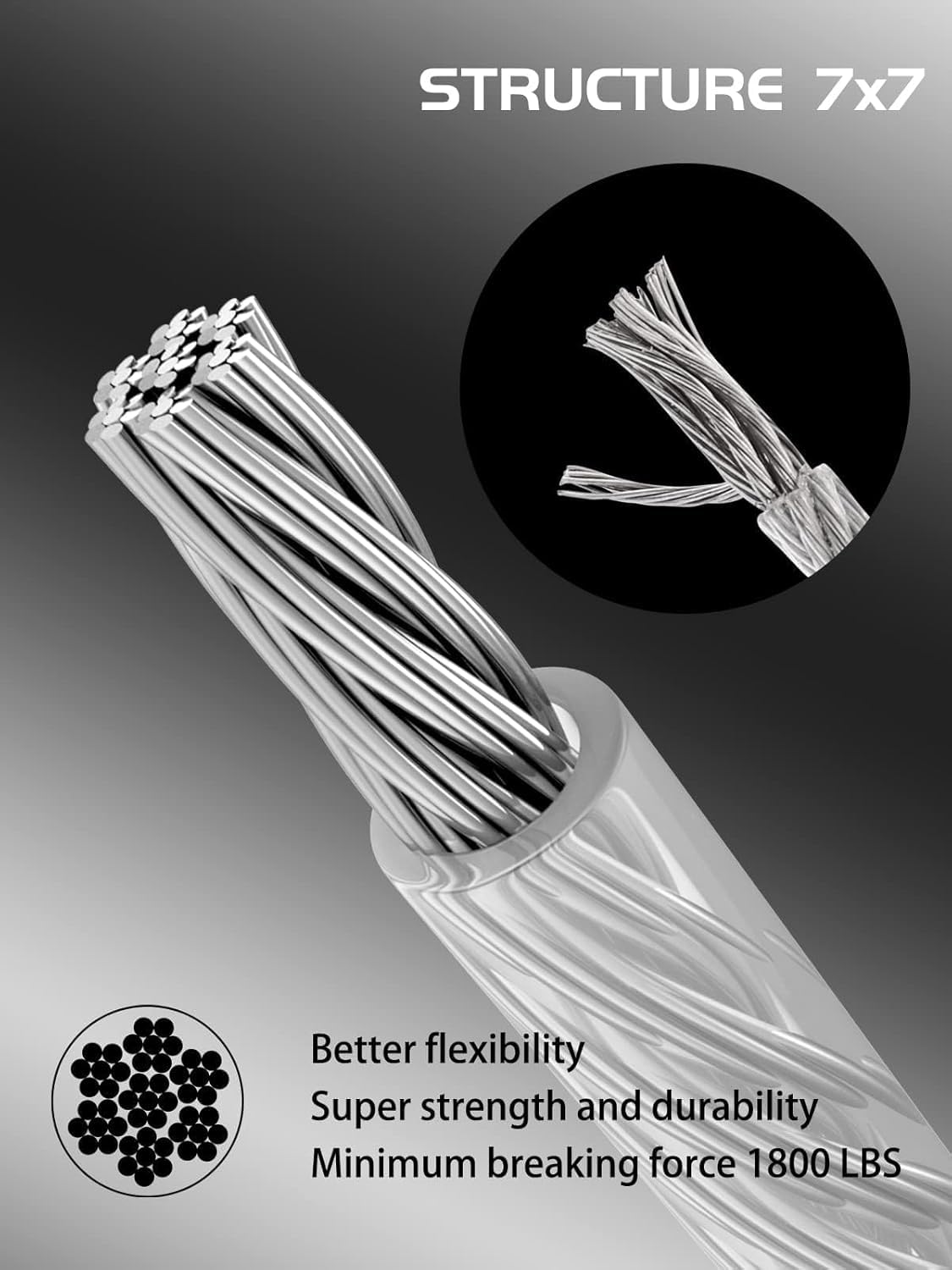 Kit de fijación de toldo con Cable de Alambre de 3 mm de 20 m, Kit de fijación de toldo de Acero Inoxidable 304, Kit de Accesorios de Hamaca para Colgar toldo para jardín, triángulo y