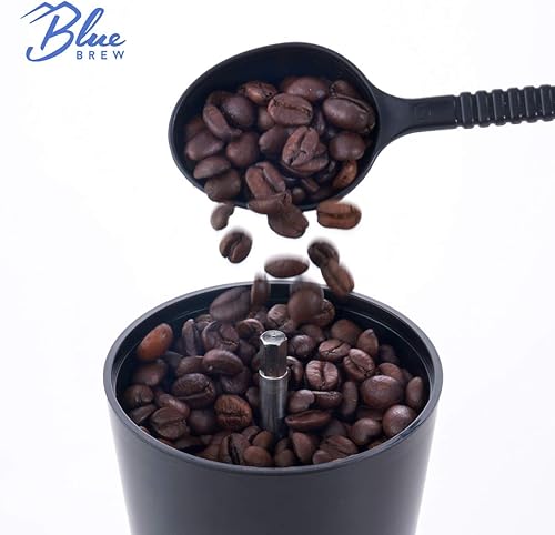 Miniatura 4 de Blue Brew Molinillo de café manual, molinillo de café manual con rebabas de cerámica y 15 grosores ajustables, 2 tarros de vidrio herméticos con