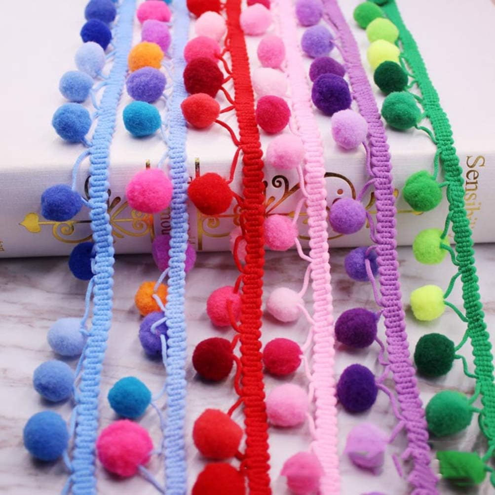 HEALLILY 28 Inch Small Pom Pom Lace Trim 5 Color Gradient Ball Fringe for DIY Craft Embellishments Dress Scarf Hat Curtain