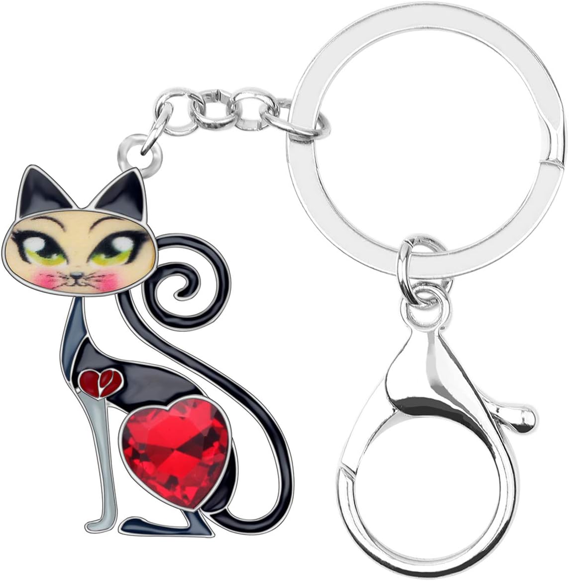 BONSNY Enamel Alloy Chain Cat Key Chains For Women Car Purse Handbag Charms keychains Gifts