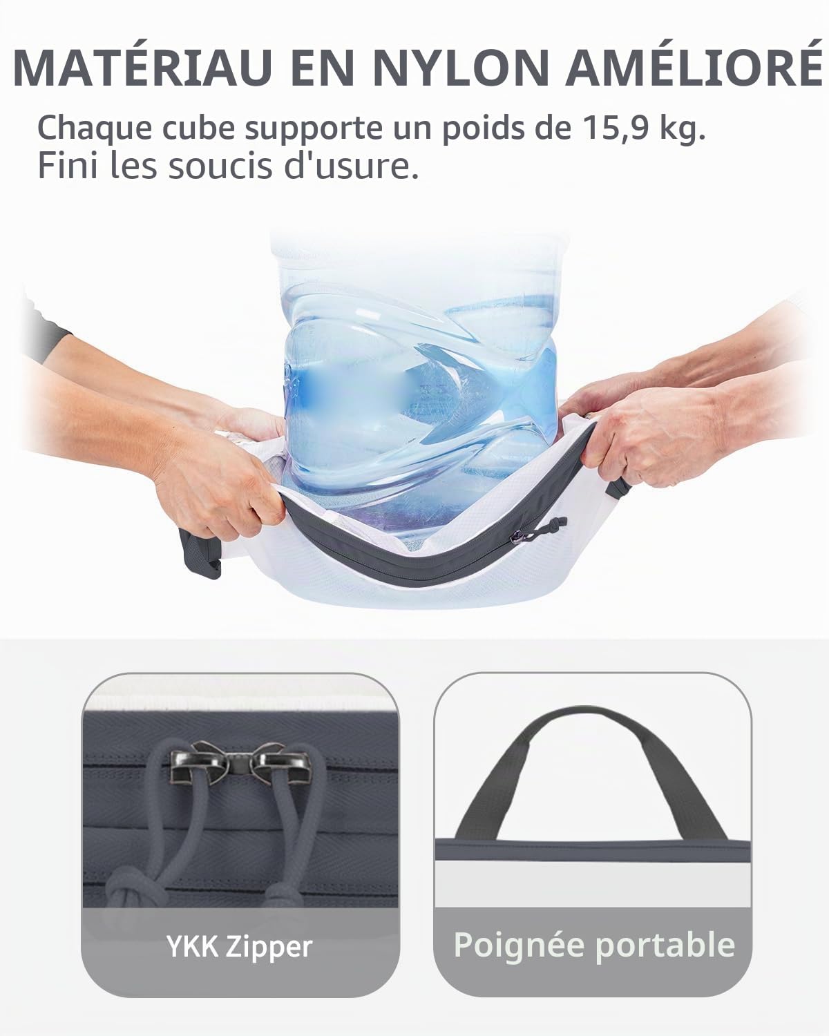 ECOHUB Organisateur Valise Packing Cubes - 6 Pièces Sac Rangement Valise Léger et Respirant Housse Compartiment Valise Organiseurs de Bagage Pochette Vetement Voyage, Gris