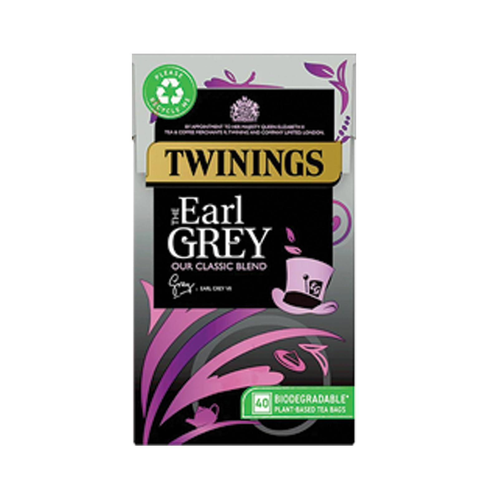 Earl Grey Tea Bergamot & Lemon Flavoured Black Tea Blend, 40 Biodegradable Tea Bags