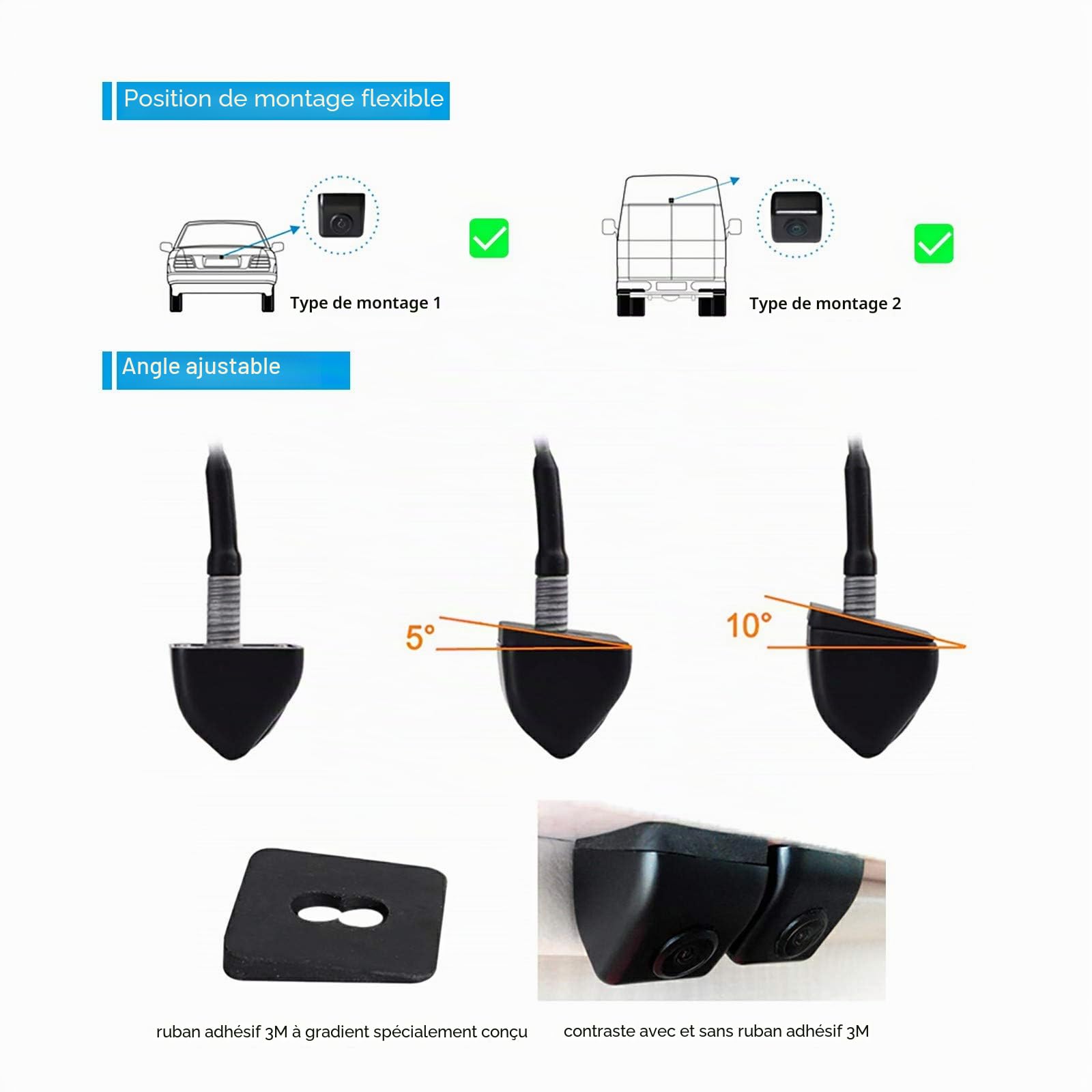 PARKVISION Caméra recul NTSC CVBS 12-24V, Boutons intelligents