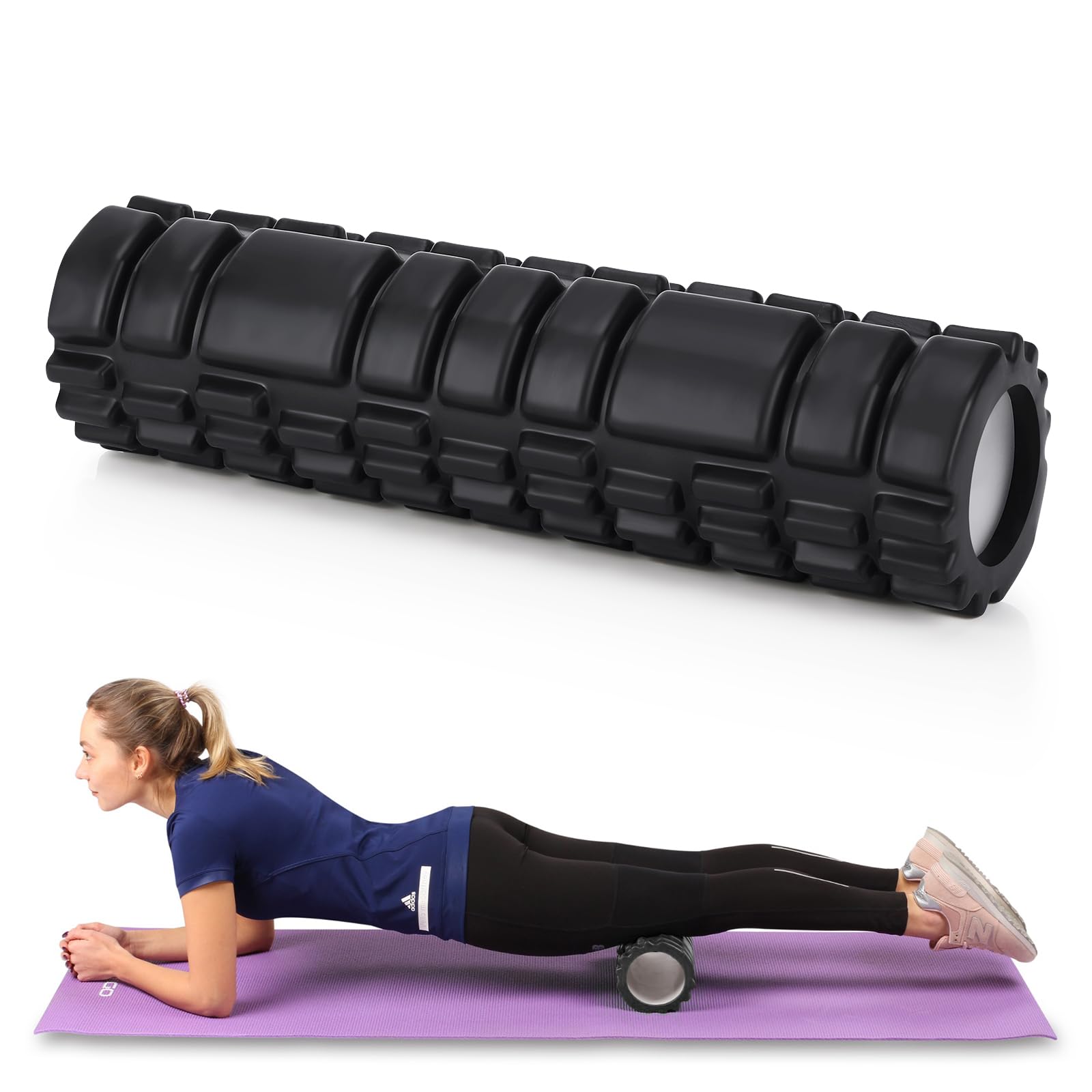 Gowkeey Foam Roller, Rullo Massaggio Muscolare per Alleviare le Tensioni Muscolari e il Sollievo Dalla Pressione Nella Schiena, sulla Colonna Vertebrale e sulle Gambe, Rivitalizza il Tuo Corpo 30×8cm