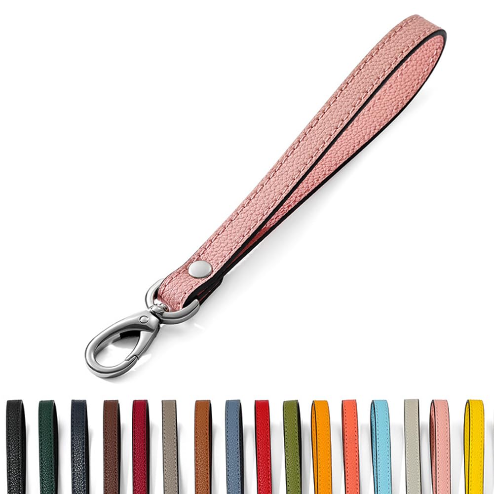 Short Leather Dog Leash, Heavy Duty Leather Dog Lead with Metal Hook, 8 Inch Short Lead Rope for Medium Large Dogs Training and Walking