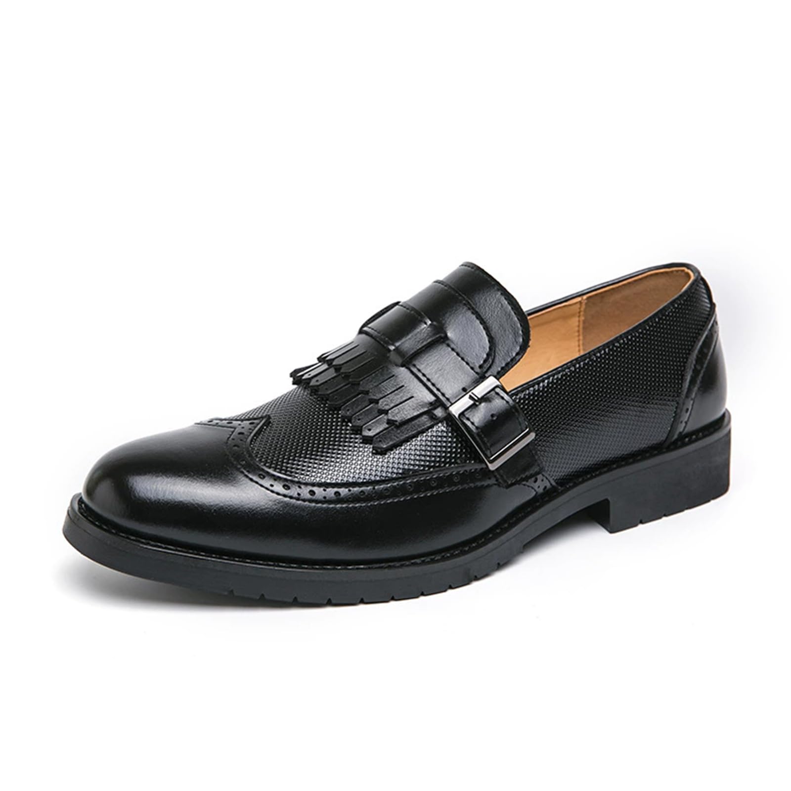 Mocasines Borlas para Hombre Zapatos De Vestir Formales De Cuero con Punta De ala