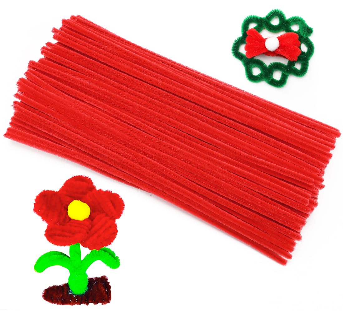 Photo 1 of Eppingwin Red Pipe Cleaners, 12-inch Chenille Stems
