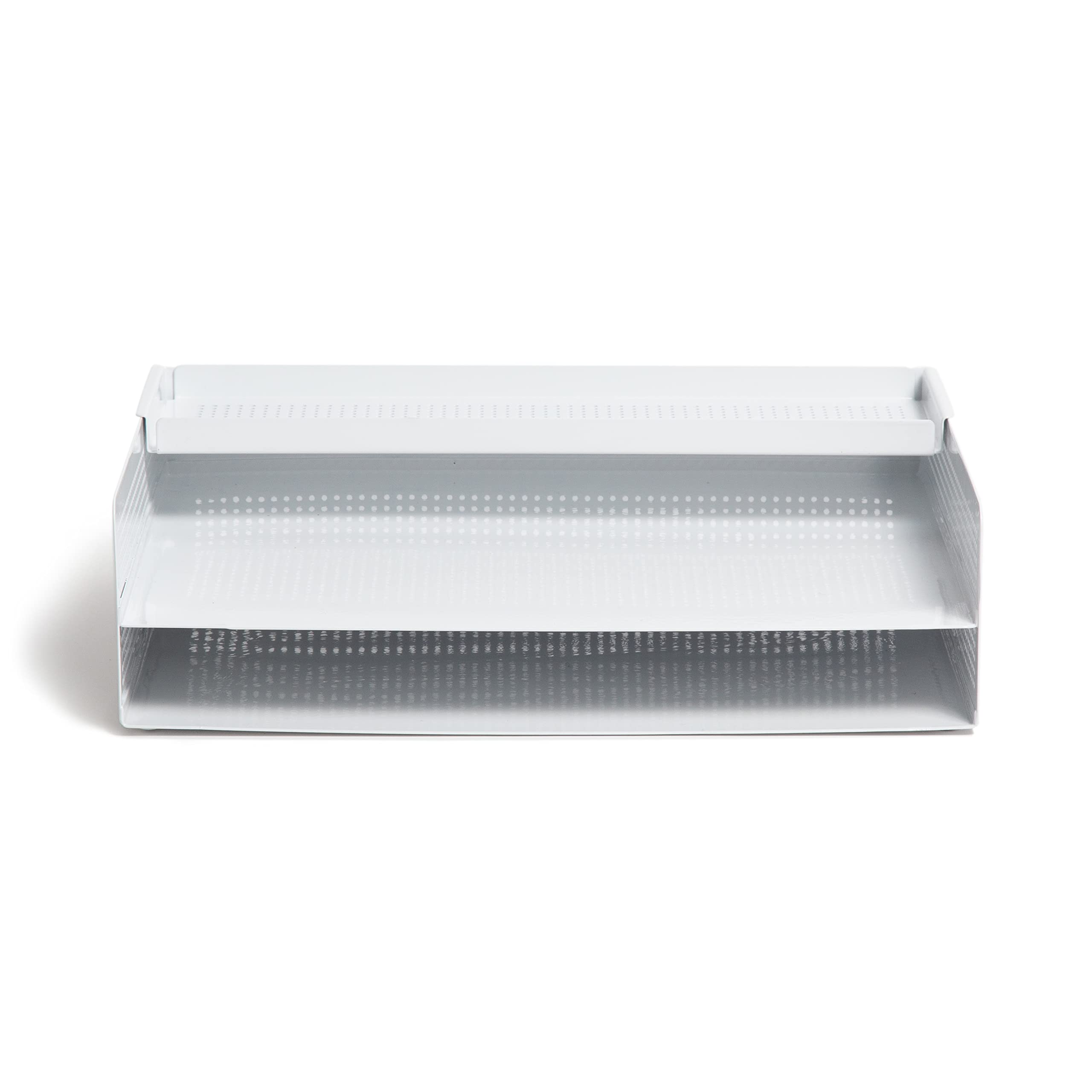 U Brands Nowoczesna perforowana taca na papier, materiały biurowe, metalowa, biała, 1 szt