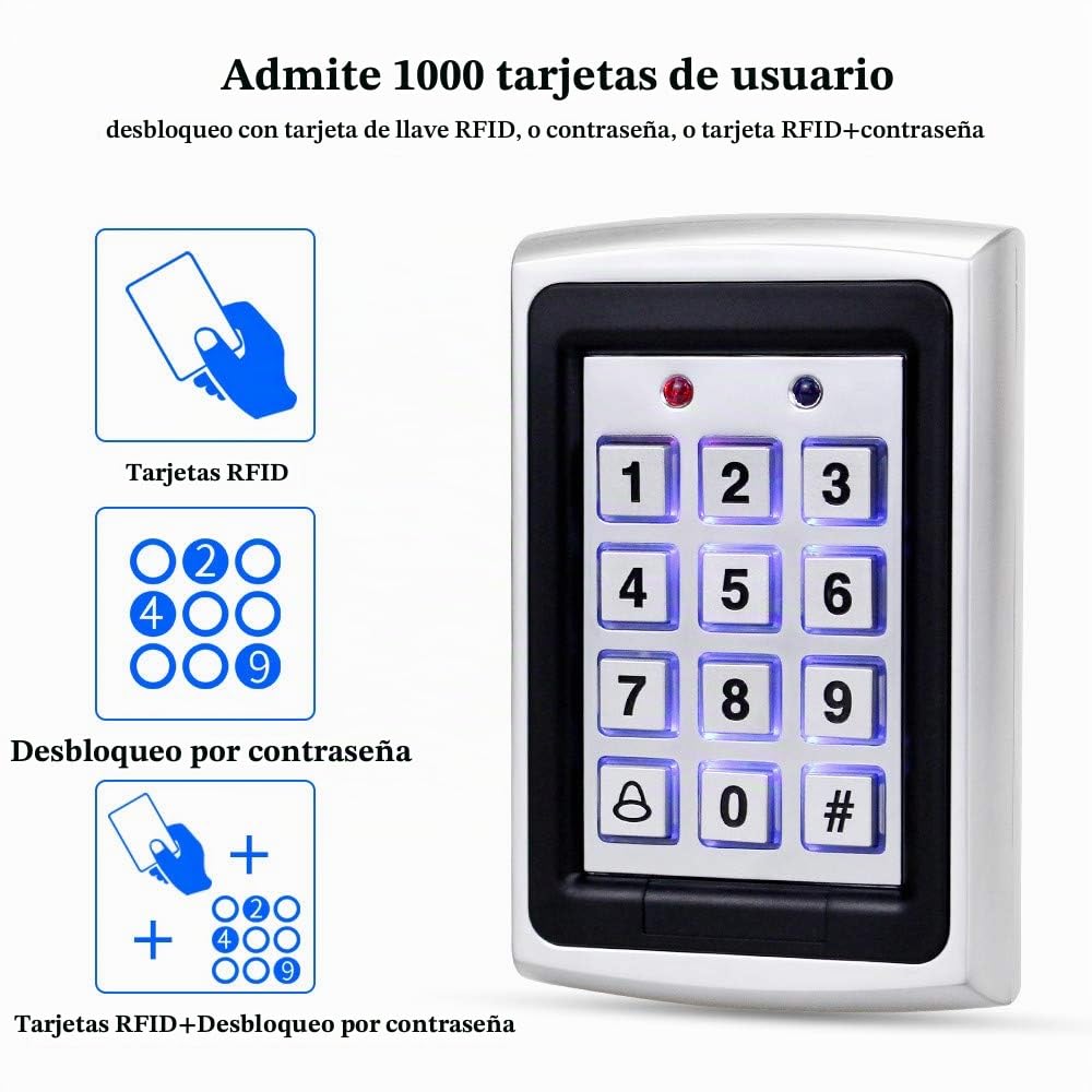 10 RFID-Llaveros + Cubierta Impermeable de la Lluvia + Teclado del Metal del RFID Apoya 1000 Usuarios Interfaz Wiegand-26 (Entrada/Salida)