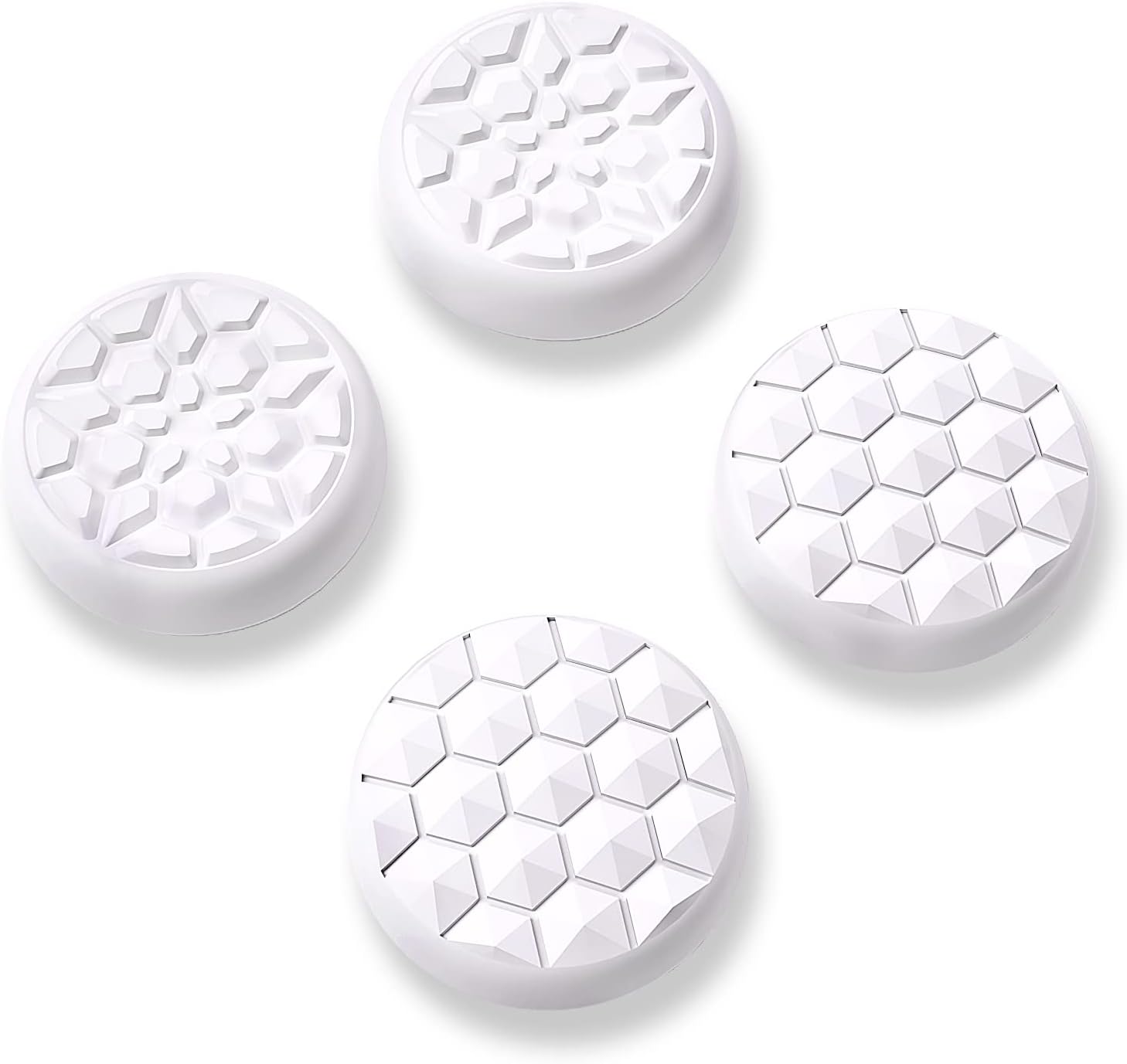 playvital Thumb Grip Caps for Steam Deck LCD, for PS Portal Remote Player Silicone Thumbsticks Grips Joystick Caps for Steam Deck OLED - Diamond Grain & Crack Bomb Design White