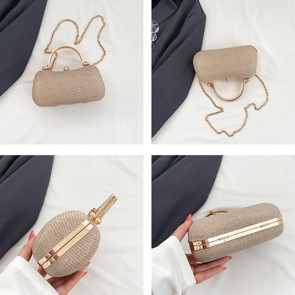 Pochette Donna Elegante Glitter Clutch Cerimonia Borsa da Sera con Catena Borse a Tracolla Piccolo per Matrimonio Sposa Cocktail Festa Cocktail