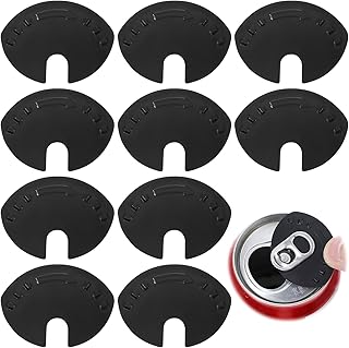 10pcs Soda Can Covers Lids, Plastic Top Cap Protectors, Spill Guards for Soda, Beer, Coke, Juice, and Beverages, Black, Prevents Spills