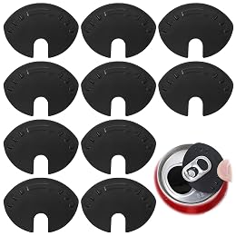 10pcs Soda Can Lids, Ymapinc Can Covers for Soda, Plastic Top Cap Protectors, Spill Guards for Beer, Coke, Juice, and Beverages, Black, Prevents Spills