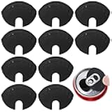 10pcs Soda Can Covers Lids, Plastic Top Cap Protectors, Spill Guards for Soda, Beer, Coke, Juice, and Beverages, Black, Prevents Spills