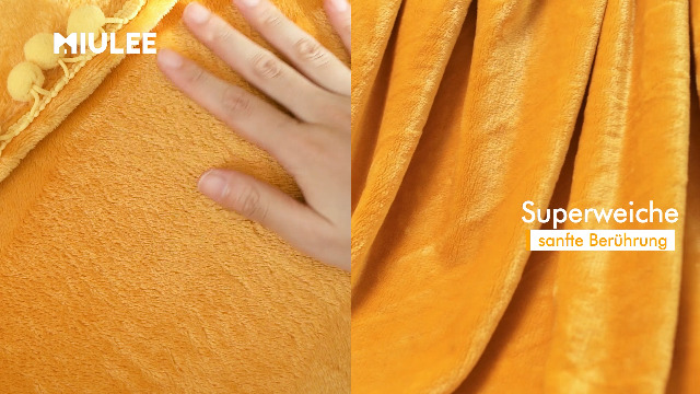 MIULEE Kuscheldecke Fleecedecke Flanell Decke Mit Pompoms Einfarbig Wohndecken Couchdecke Flauschig Überwurf Mikrofaser… – Bild 8