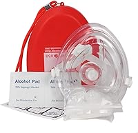 Vista 1 de Ever Ready First Aid Máscara de rescate de RCP, resucitador de bolsillo para adultos/niños, estuche rígido con correa para la muñeca, guantes