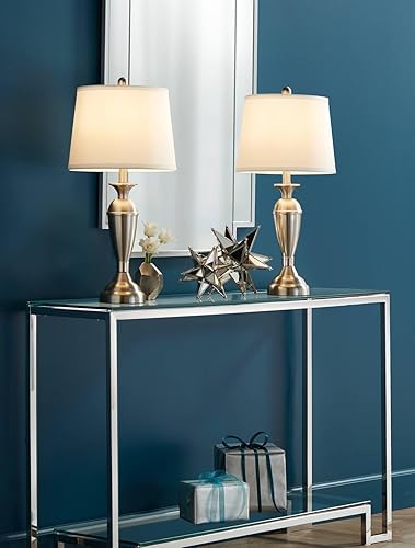 Miniatura 9 de Regency Hill Blair - Juego de 2 lámparas de mesa tradicionales de 3 vías de 25 pulgadas de alto con reguladores de intensidad de metal de níquel