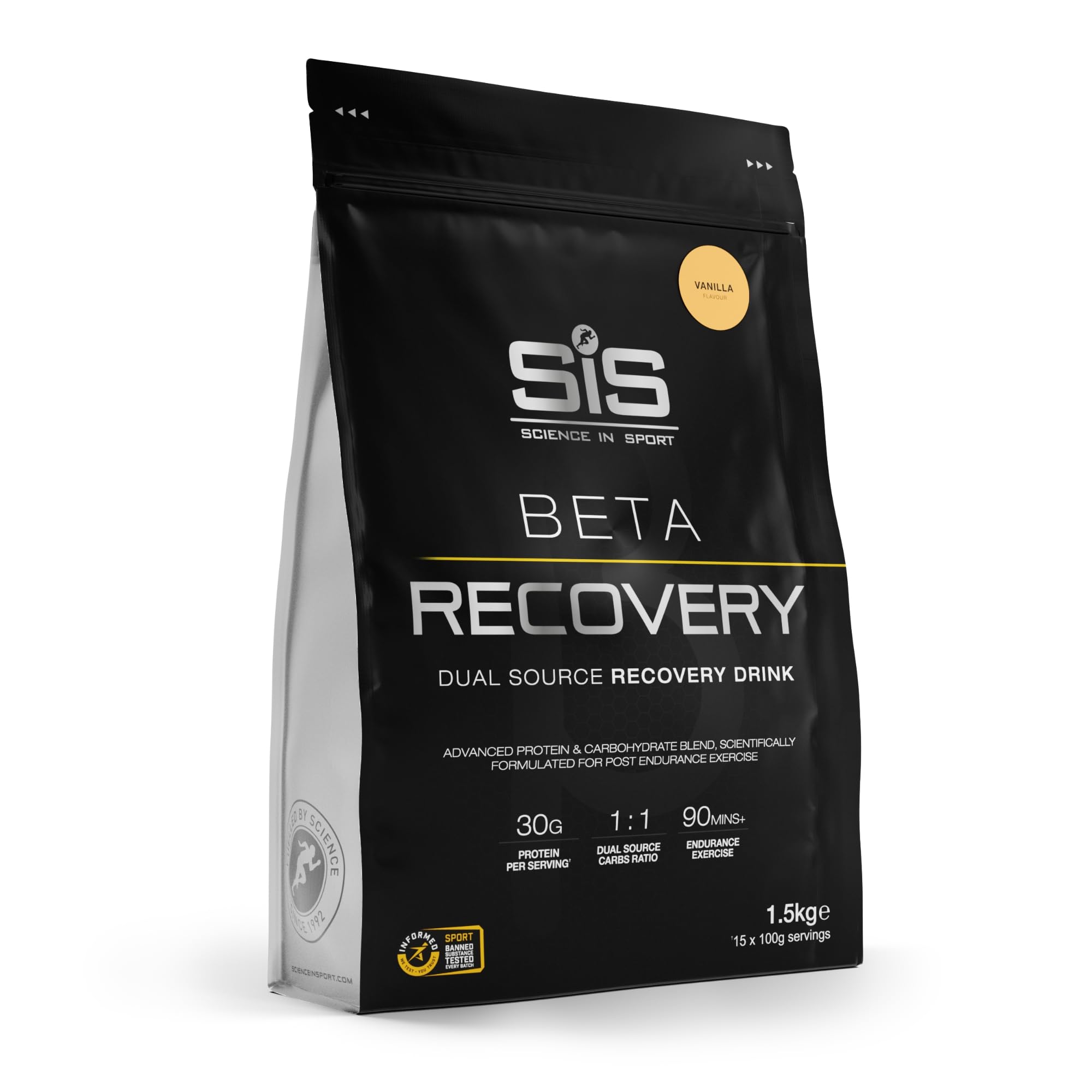 Science in Sport BETA Recovery Dual Source Recovery Drink | Vanilla Protein Powder - Advanced Carbohydrate & Whey Protein Blend for Post-Endurance Exercise | 30g Protein per Serving, 1.5kg