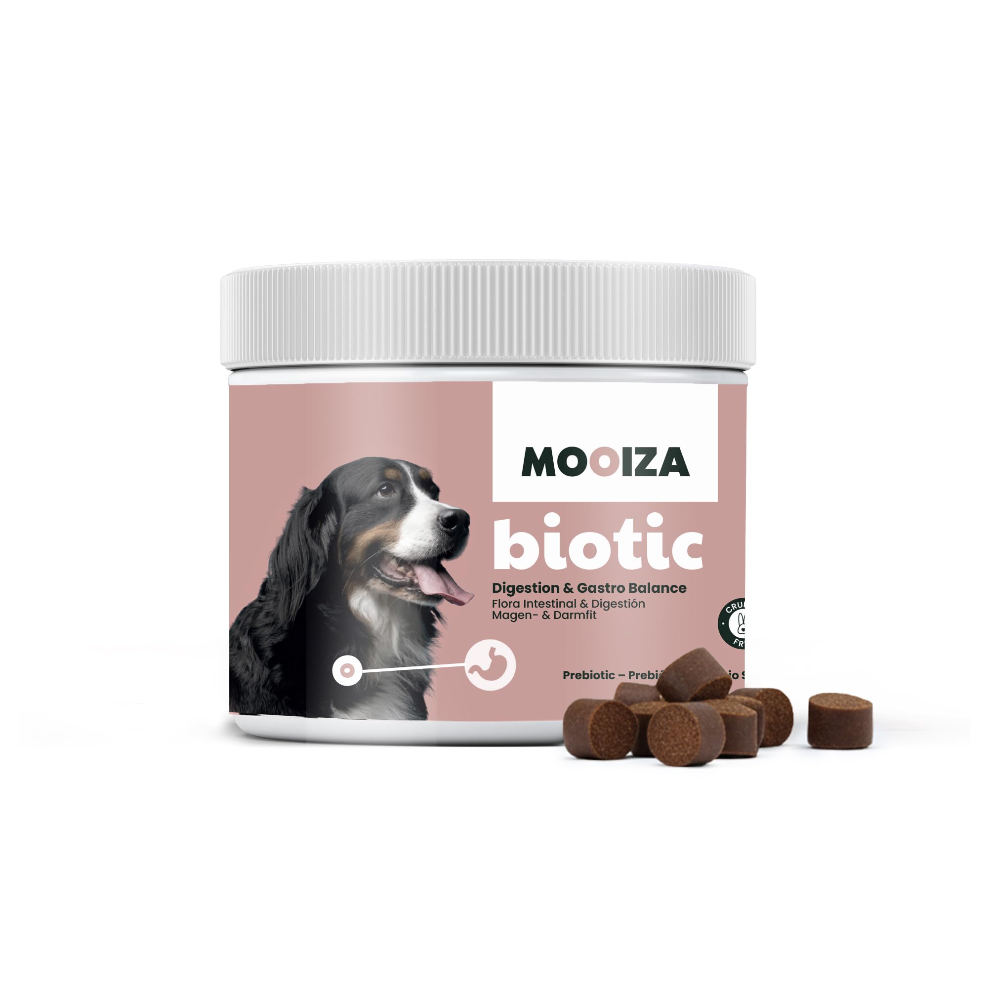 Prebiotici naturali per cani e gatti con Spirulina + Psyllium e carbone vegetale attivato - supporto flora intestinale - integratore nutrizionale per immunità digestiva in formato biscotti 300g |