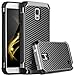 BENTOBEN Galaxy Note 4 Case, Note 4 Case, 2 in 1 Hybrid Hard PC Soft TPU Bumper Carbon Fiber Texture Shockproof Protective Case for Samsung Galaxy Note 4, Gray/Black