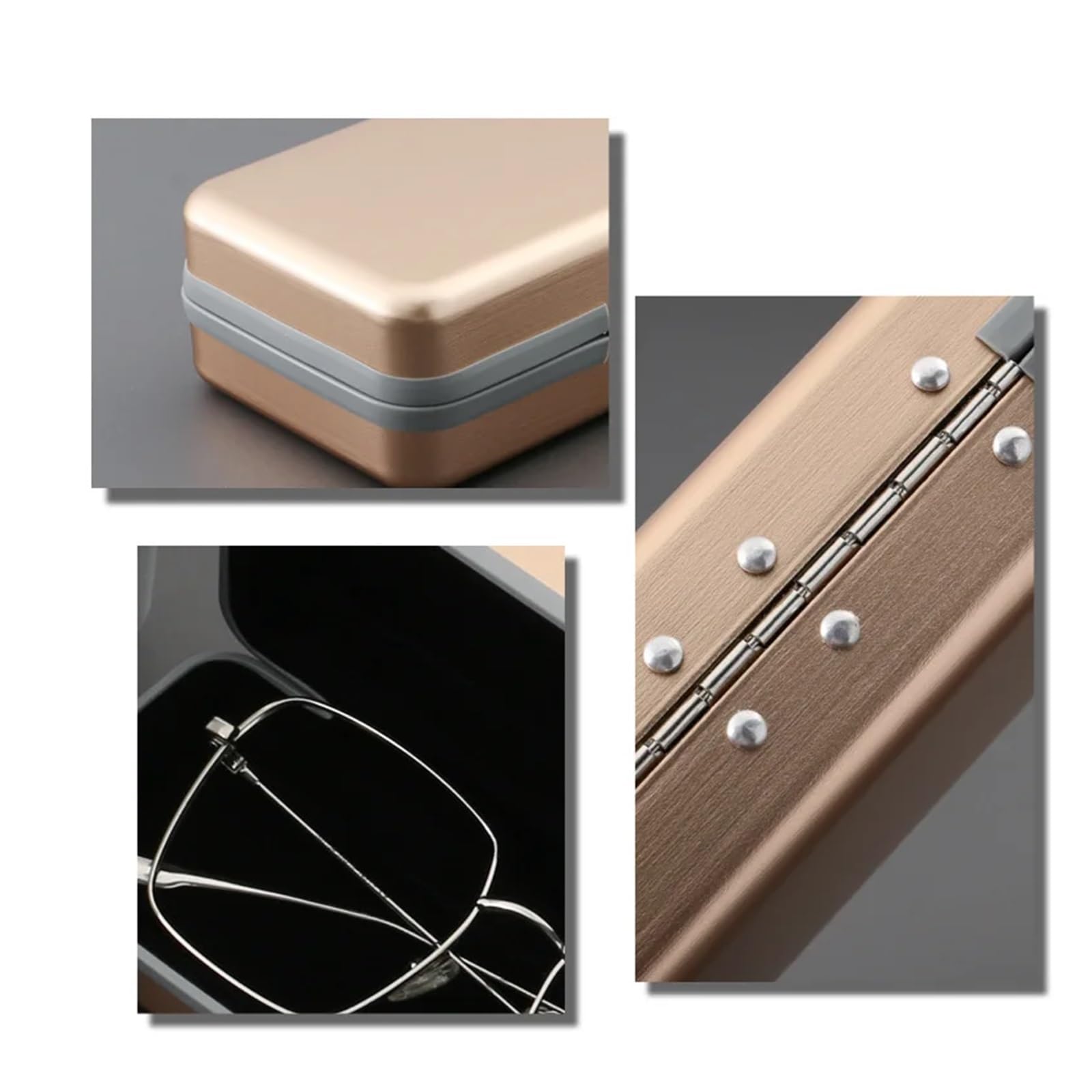Brillenetui Hartmetall-Brillenetui, hochwertige Aluminiumbox, Flip-Top, tragbar, for Reisen, Brillen-Organizer