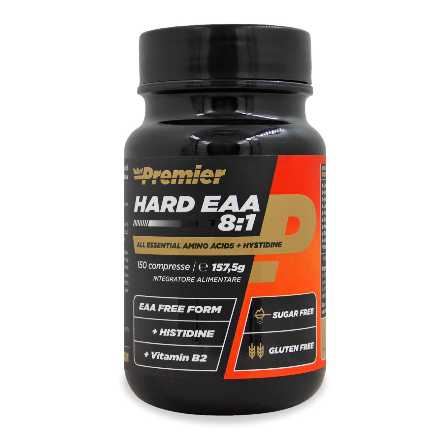 Premier Integratori Hard EAA 8:1-150 cpr | Aminoacidi Essenziali in compresse arricchiti con L-Istidina e Vitamina B2 | Senza zuccheri e glutine