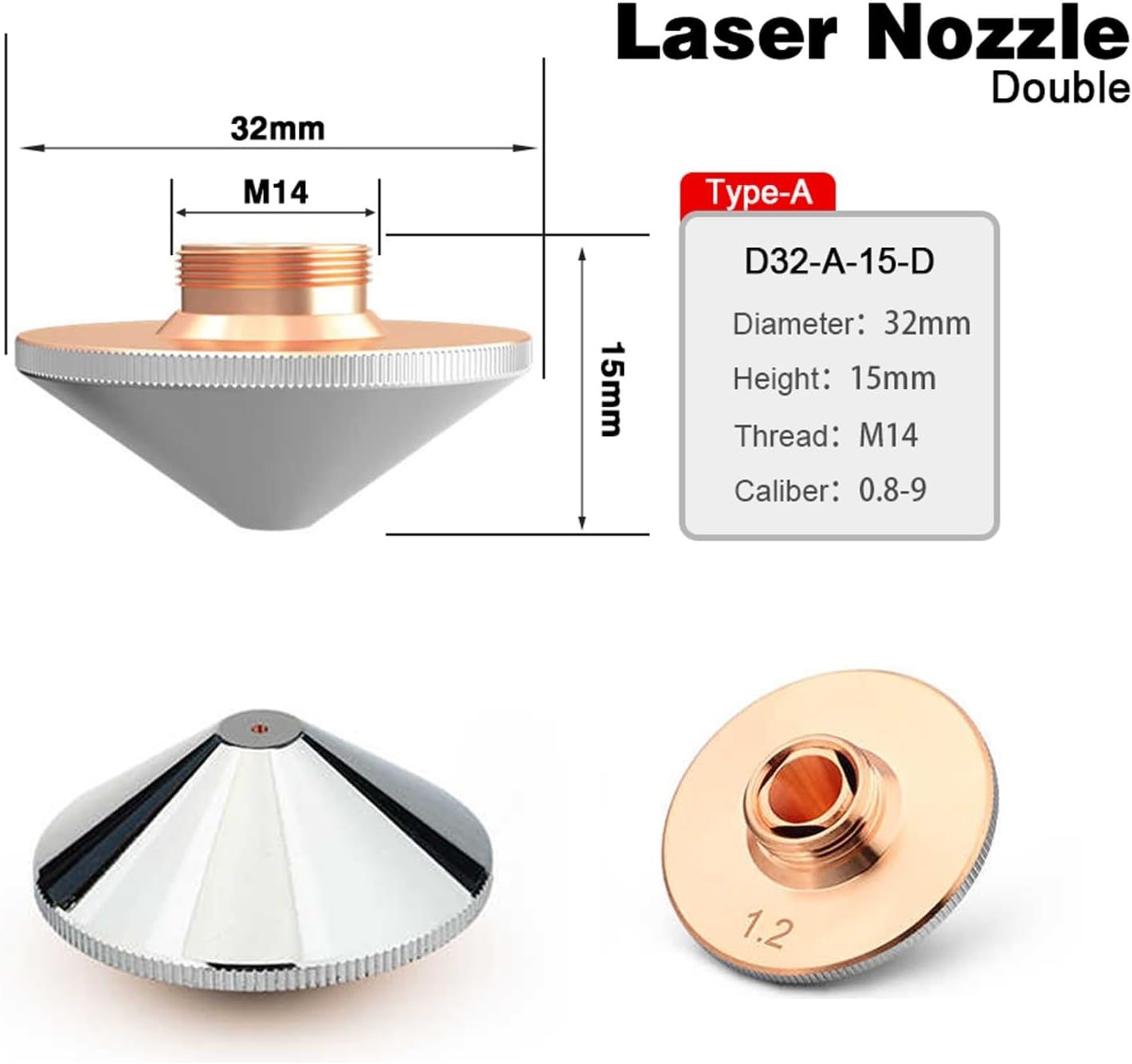 Laser Cutting Nozzles D28 M11 D32 M14 Single Double Chrome Layers 1Pcs