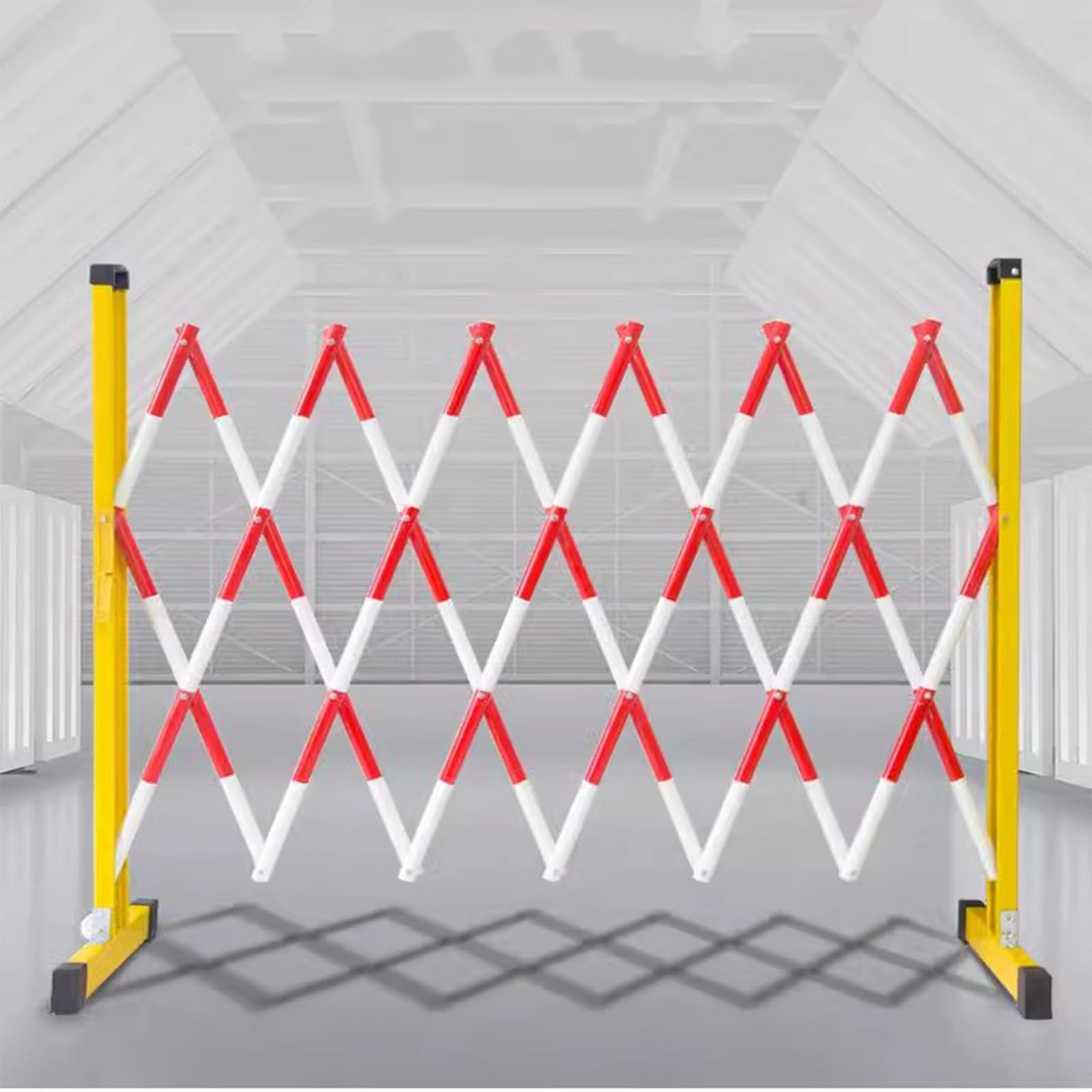 ASerZenith Expandable Mobile Barrier Traffic Fence, Industrial Expandable Metal Barricade Retractable Traffic Fence Flexible Mobile Barrier Gate With Casters,Red-1.2X5M