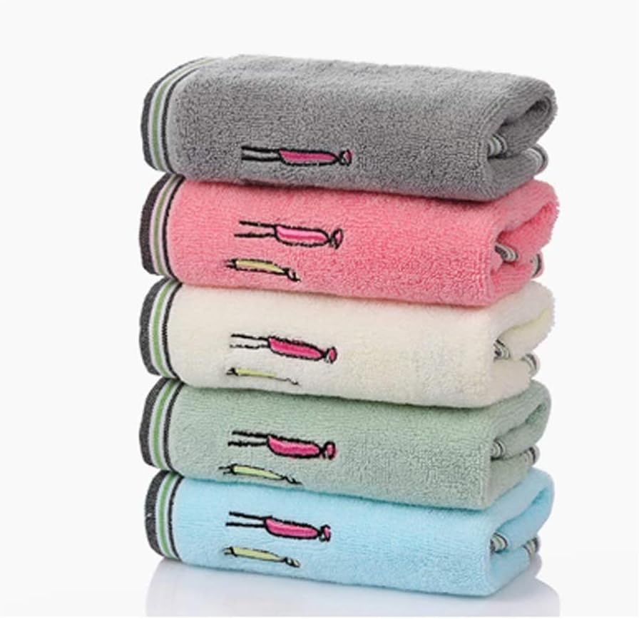 25x50cm Cotton Children's Hand Washing Towel Cartoon Family Embroidery Soft and Comfortable Bathroom Towel