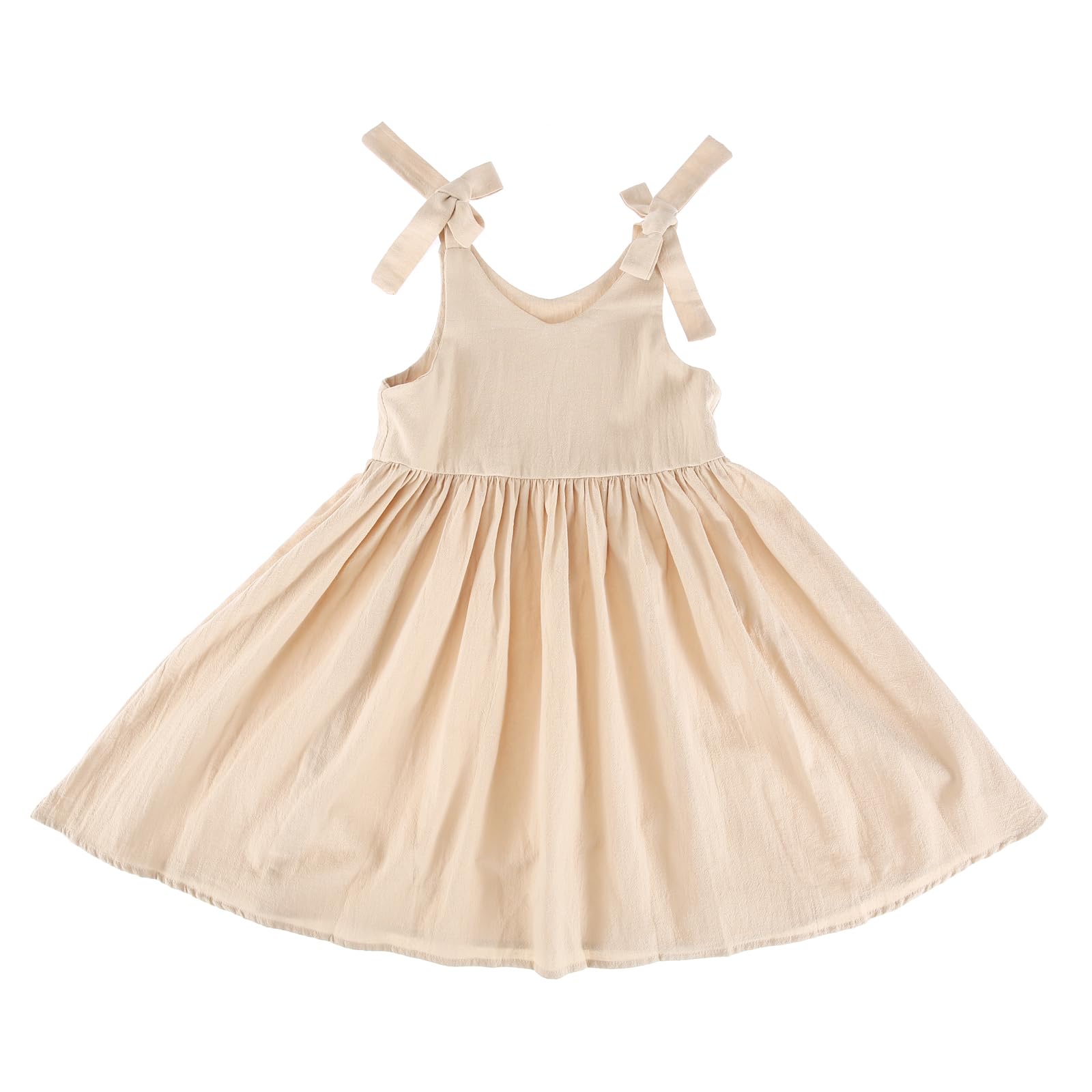 Baby Toddlers Cotton Dresses Kids Little Girls Straps Sleeveless Casual Party Halter Dress 6 Months-6T Khaki