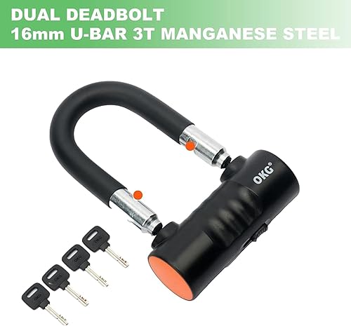 Miniatura 3 de OKG Cerradura pequeña en U  4 llaves, grillete de acero de aleación endurecido de 0.709 in  Cerradura de cadena de seguridad anticorteantipalanca