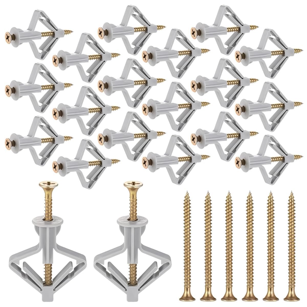 50 Set Drywall Anchor with Screw Kit – Hollow Wall Butterfly Anchors, Plasterboard Expansion Plugs & Winged Anchors for Hanging Heavy Items on Drywall-image-6