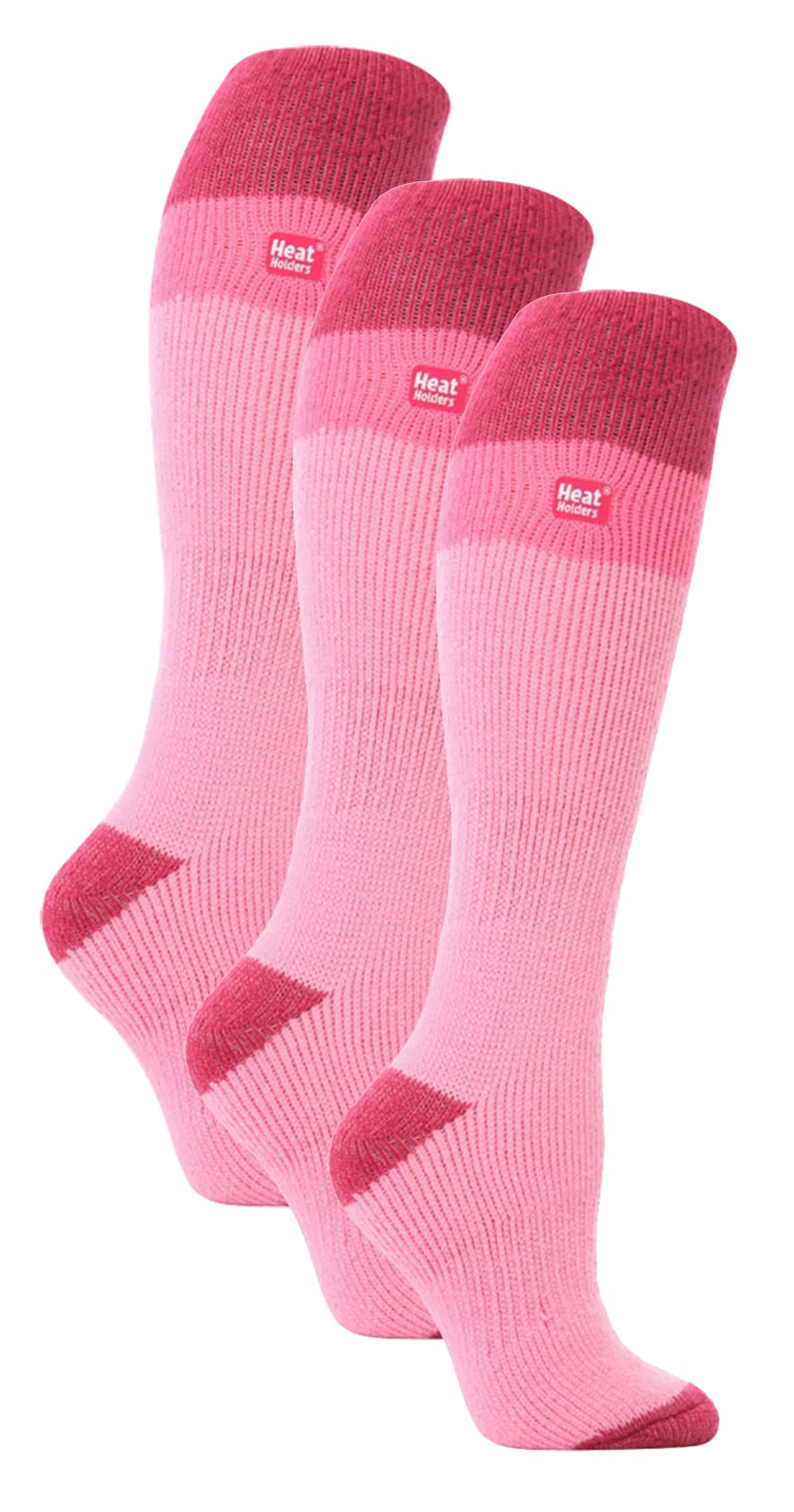 Heat Holders Women's Light Pink / Raspberry - 3 Pack Thermal Knee High Ski Socks | Thick Winter 2.3 Tog Long Skiing Socks (4-8, Light Pink/Raspberry)