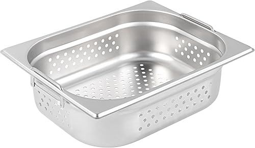 Miniatura 2 de Restaurantware Met Lux - Bandeja perforada para mesa de vapor, tamaño medio, 4 pulgadas de profundidad, asas plegables, antiatascos, acero