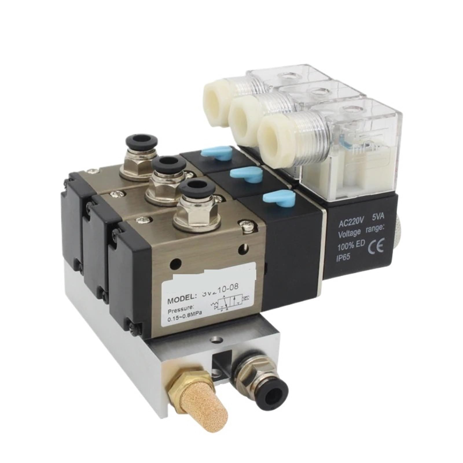 Bloc électrovanne 3V210-08-NC DC24V distributeur pneumatique 3 voies 6 stations de 10mm