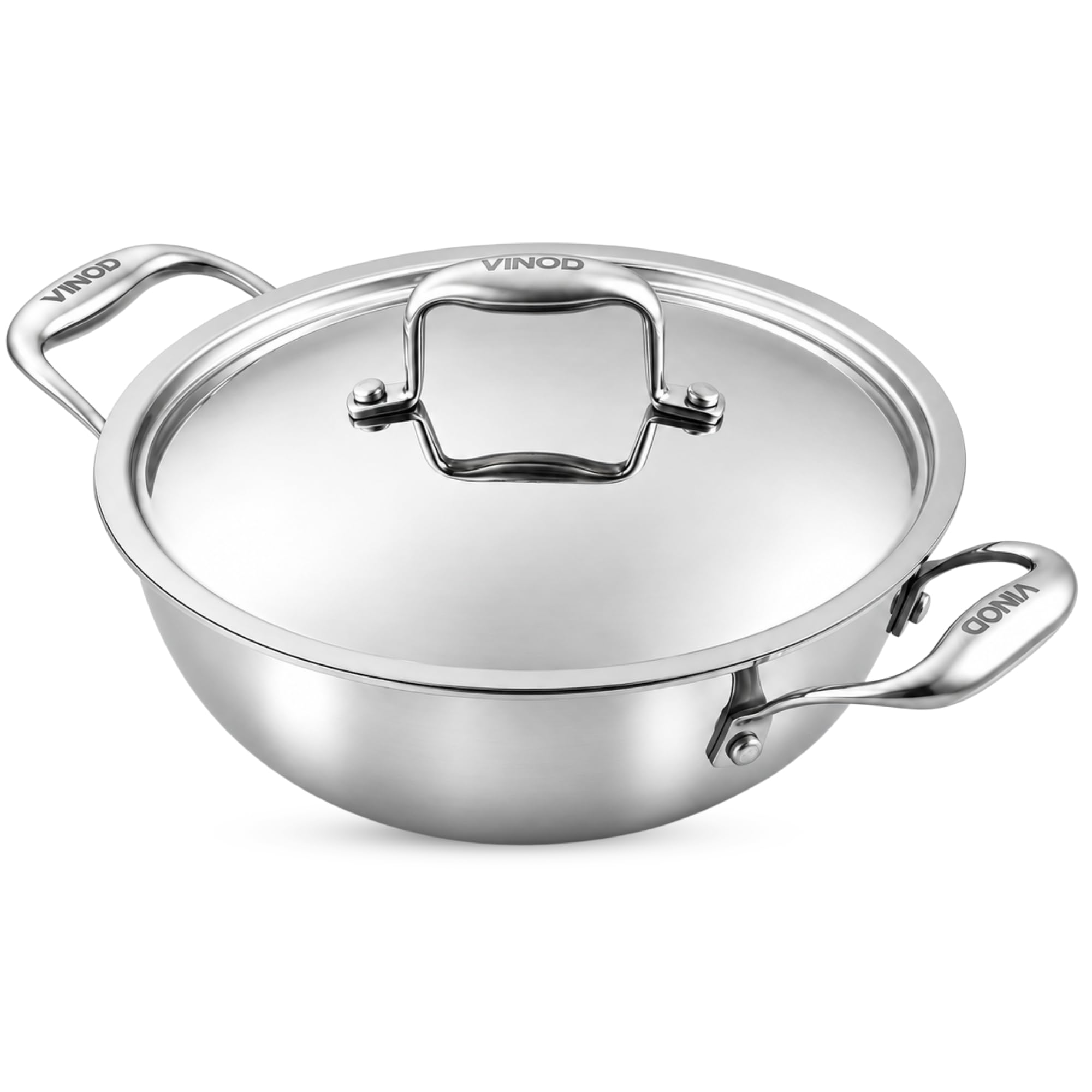 Vinod Stainless Steel Kadai - 28cm with Lid -10 Vinod Stainless Steel Kadai - 28cm with Lid -10