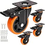 Enyke 5 inch Caster Wheels, Casters Set of 4 Heavy Duty 2400 lbs with Locking, Outdoor Industrial Wheels for Workbench, Dolly, Cart, Trolly, Wagon