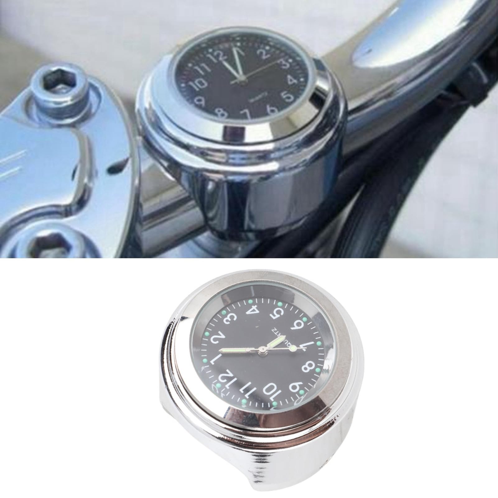 Denash Montre à Cadran de Moto, Jolie Montre de Moto Cool, Haute dureté, Antirouille pour Moto (Black)