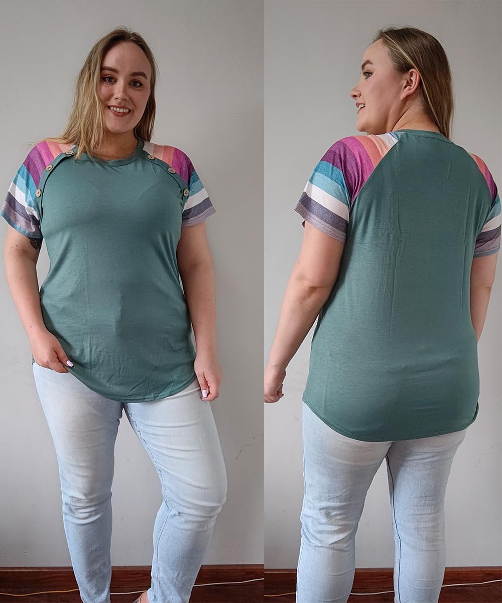 TIYOMI Plus Size Tops for Women Round Neck Square Neck T Shirts Summer Casual Short Sleeve Tunic Blouses XL-5XL - Image 4