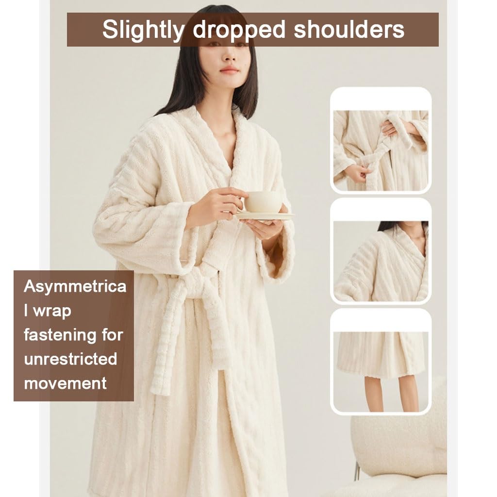 YCKEGEW Robe De Chambre Kimono En Coton 100 X 68 X 38 Cm Peignoir En Polaire Ultra-doux, Robe De Chambre Longue Pour Les Jours Froids, Peignoir De Spa, Vêtement De Nuit