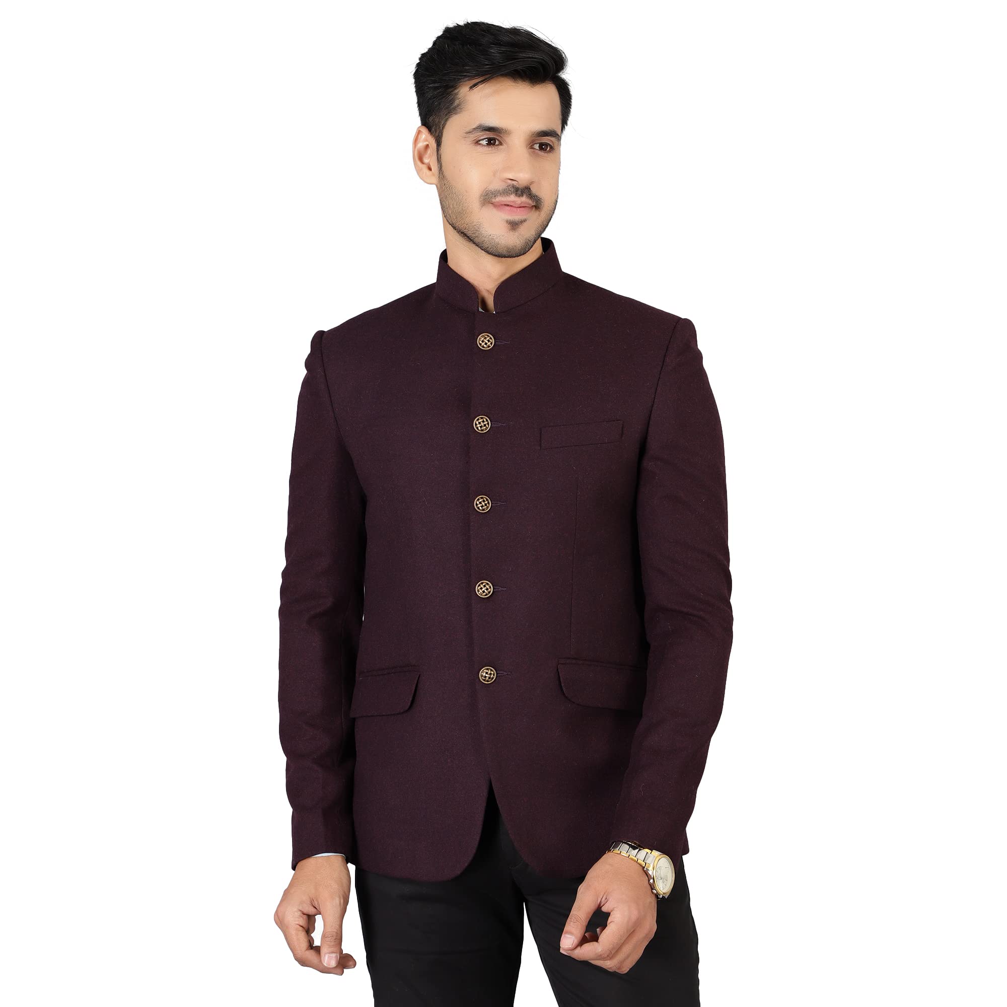 Men's Wool Purple Bandhgala
