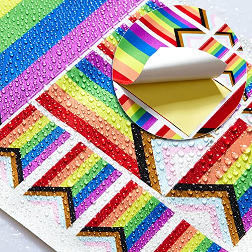 Image of CANTENDO 3 Pack Progress Pride Rainbow Flag Decal - Progress Pride Rainbow Flags Reflective Vinyl Car Stickers - for Car Window Bumper Waterproof Sticker (12 x 8.5 Inch)