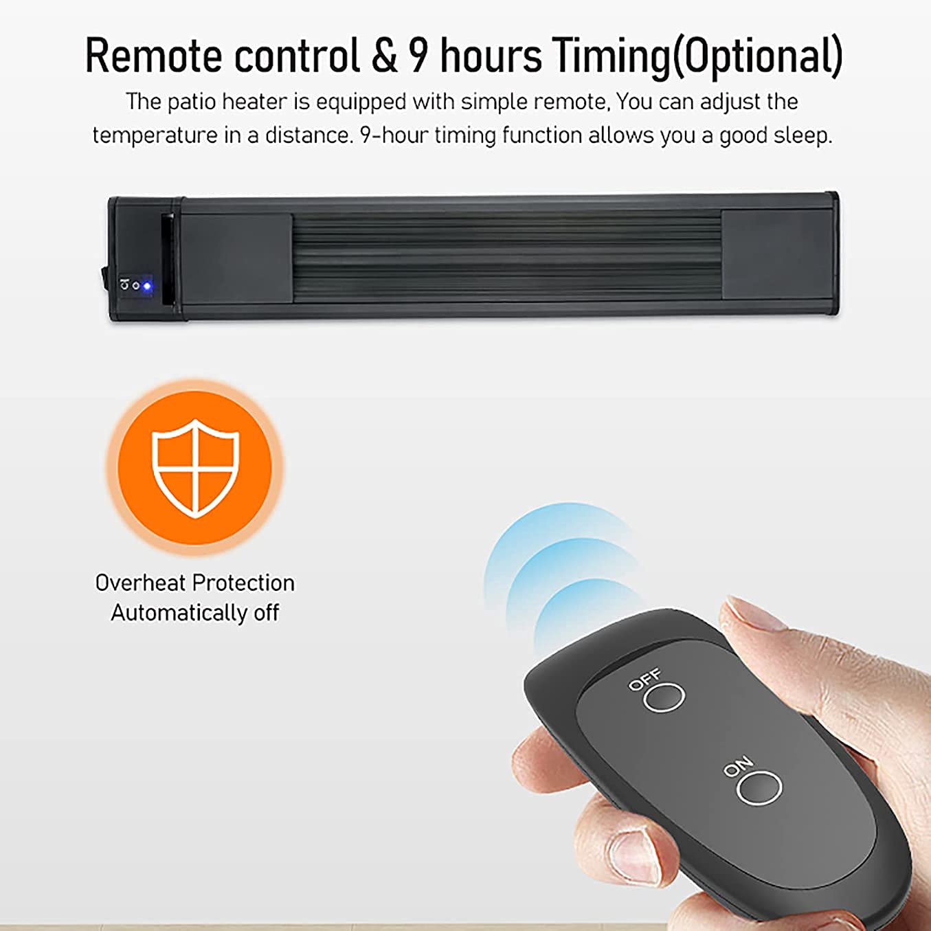 Riscaldatore da Terrazza Stufa a infrarossi Riscaldatore da giardino Riscaldatore elettrico a parete con riscaldamento rapido 3S con telecomando, Riscaldatori da esterno impermeabili IP65 Uso interno