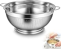 Vista 7 de Maxdot Paquete de 2 coladores de acero inoxidable resistentes de 12 cuartos de galón con base y asas para pasta, espagueti, bayas, frutas, verduras