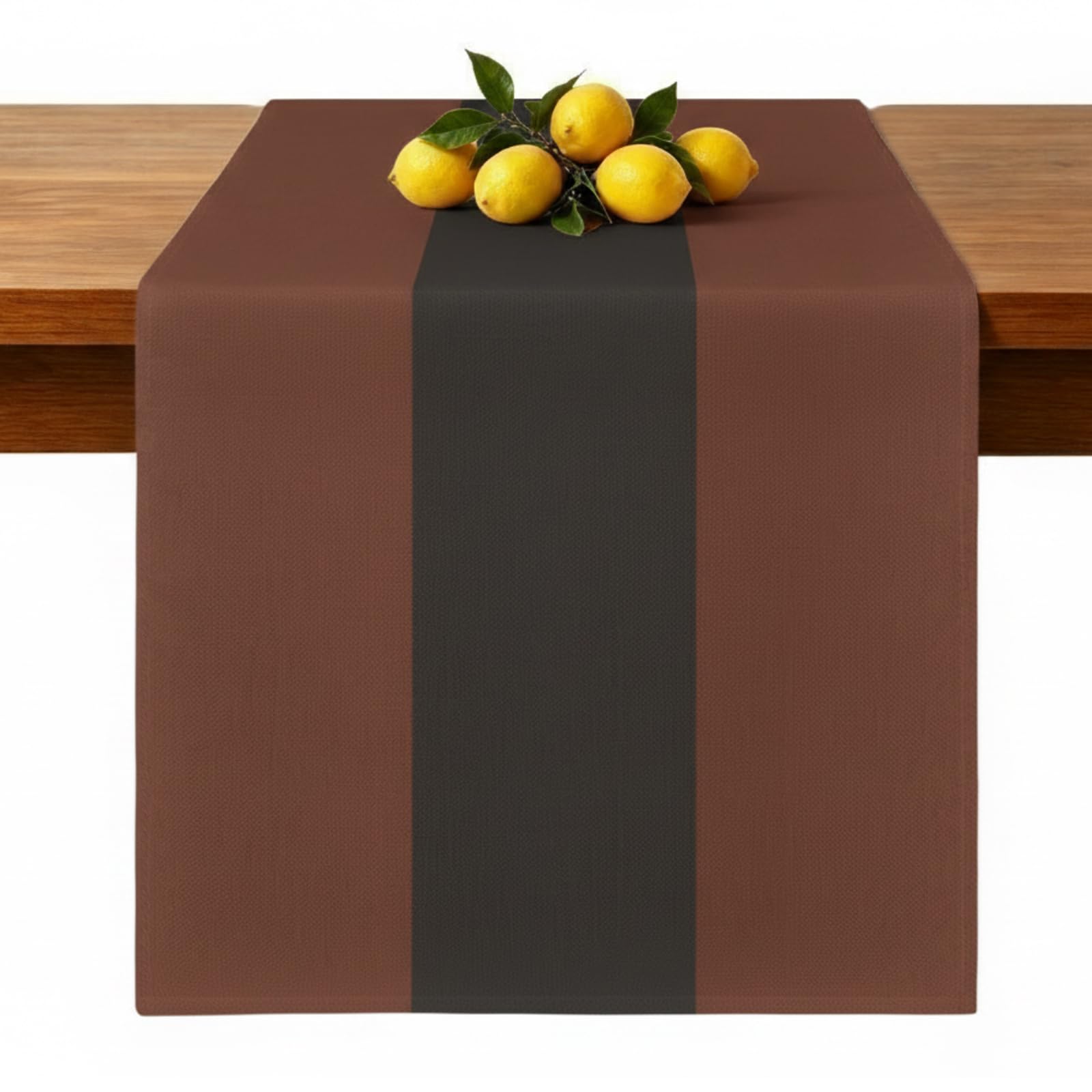 Red Black Linen Table Runner Washable 40 x 183 cm Rustic — image 1