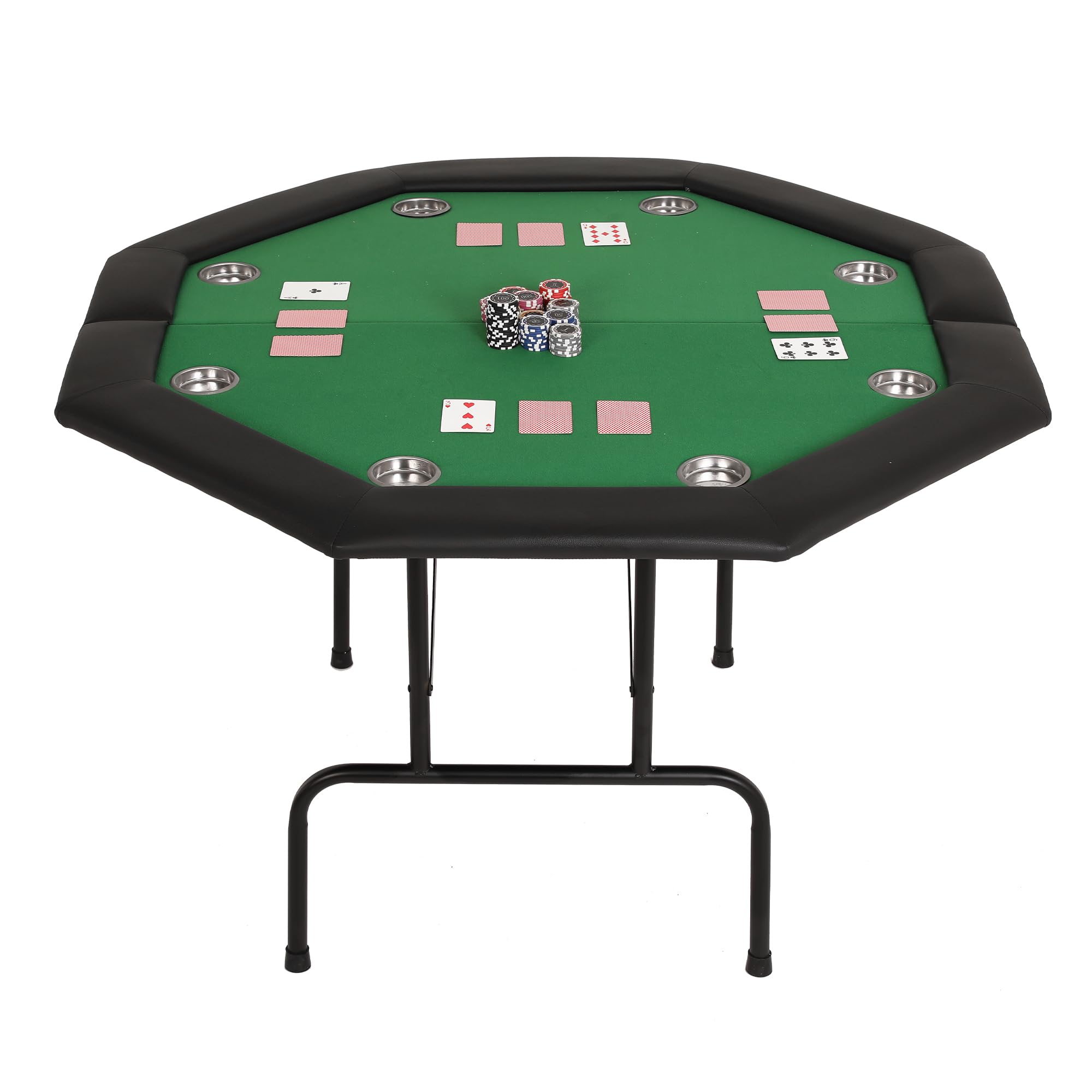 Mingone Pokertisch Klappbar 120cm Casino Tisch für 8 Spieler mit Armauflage und Becherhaltern Grün