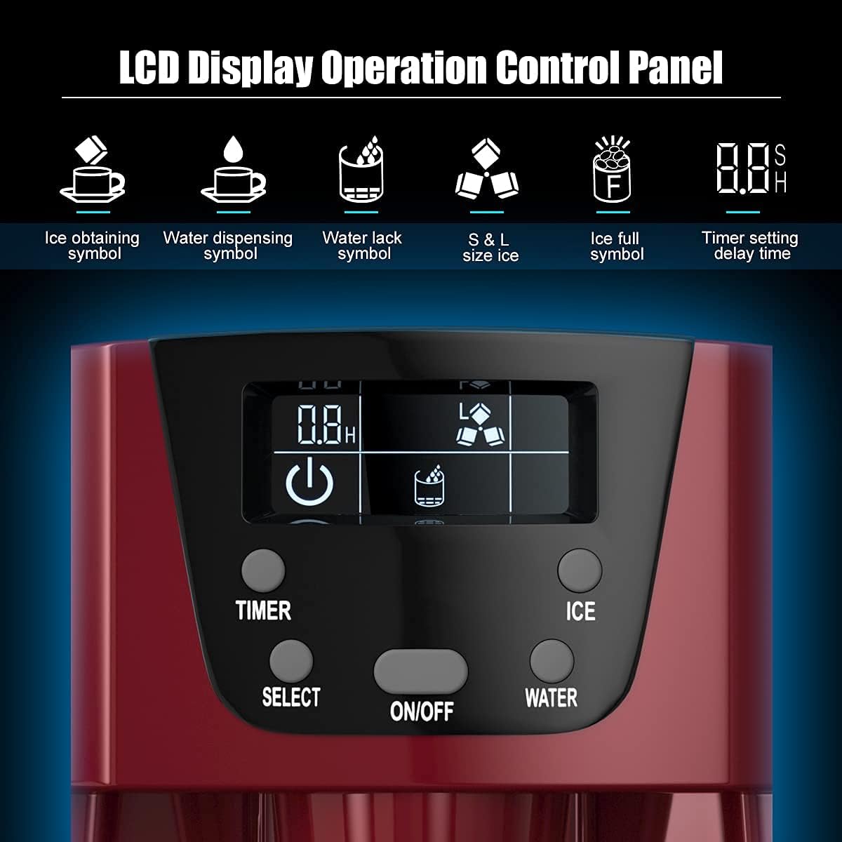 MAT Expert 2 in 1 Ice Maker with Water Dispenser, Countertop Ice Cube Maker with LED Display, 9 Cubes Ready in 6-12 Min, 36lbs/24H, 2L Water Tank Perfect for Home/Office/Bar/RV (Red)